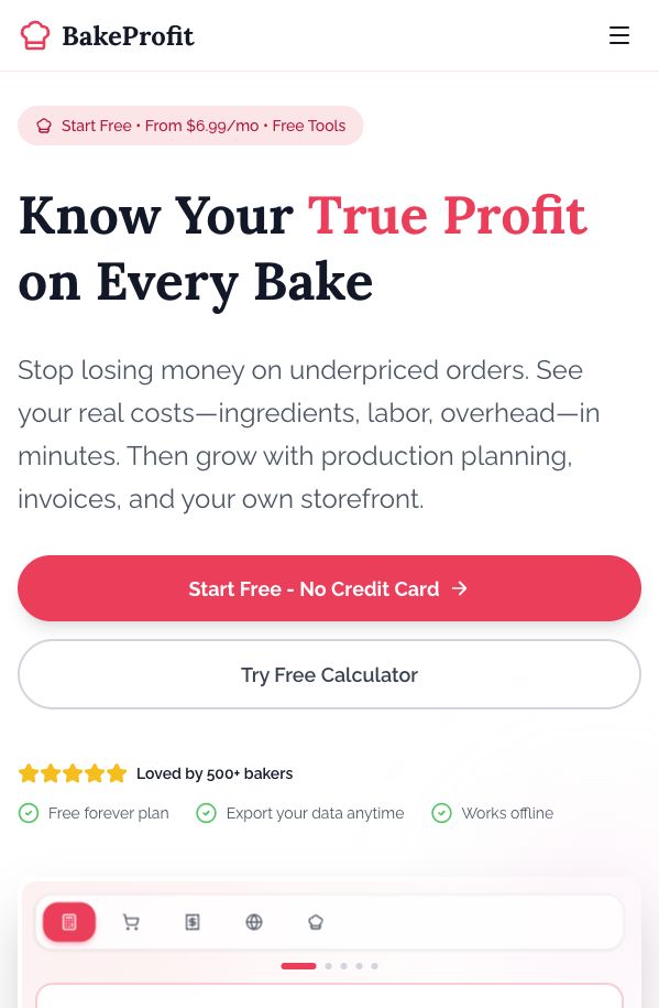 BakeProfit 首页截图