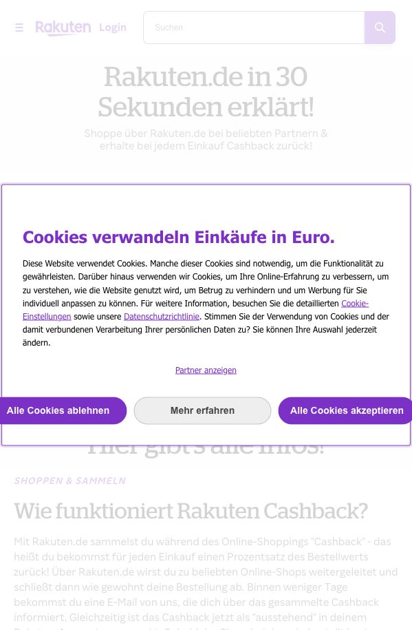 Rakuten Cashback 说明页截图