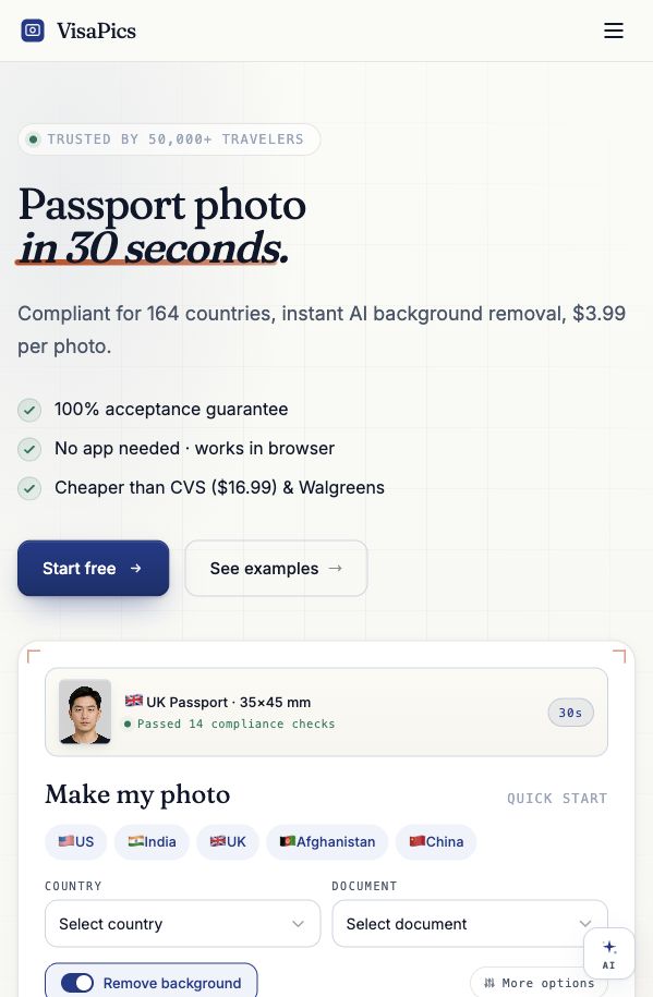 VisaPics 首页截图