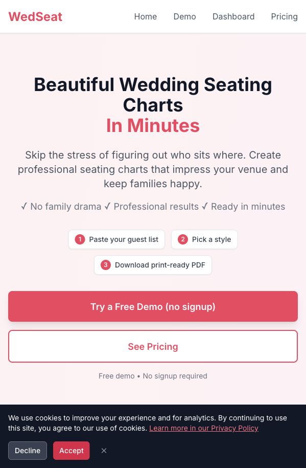 WedSeat 首页截图